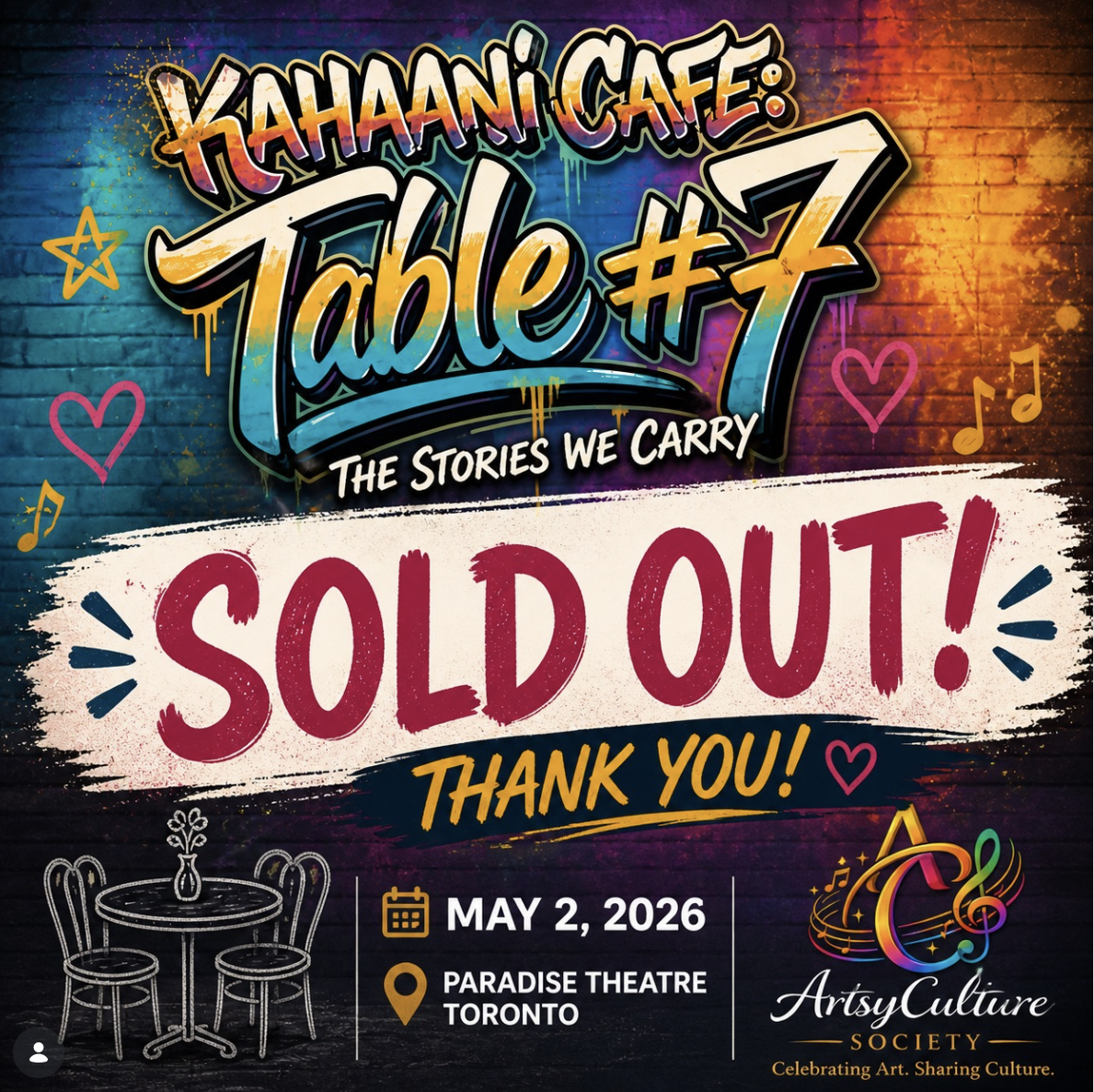  Artsy Culture Presents the World Premiere of “Kahaani Cafe: Table #7 – The Stories We Carry” 